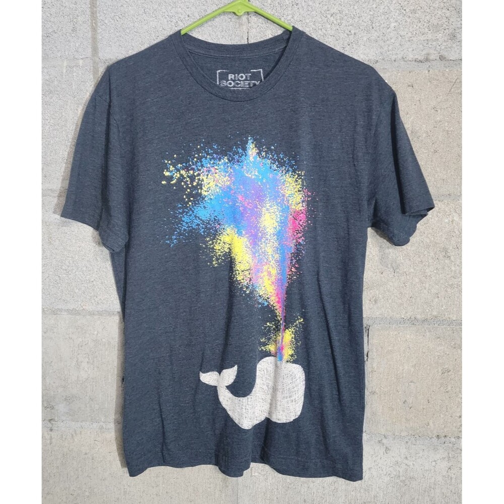 Riot Society Rainbow Spray Paint Men's Graphics T-Shirt Gray Size M